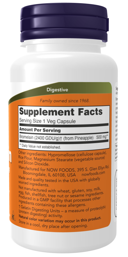Image of Bromelain 500mg 60vcaps supplement facts