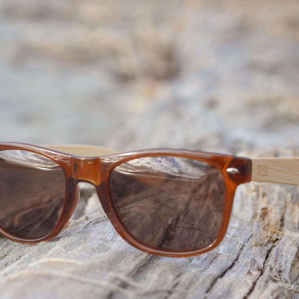 Sunnies 50/50 Brown Frame with Wooden Arms-Matakana Pharmacy