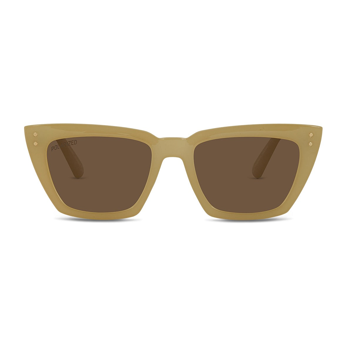 Wollumbin Brunswick women's sunglasses, cement frame with brown polarised lens, front