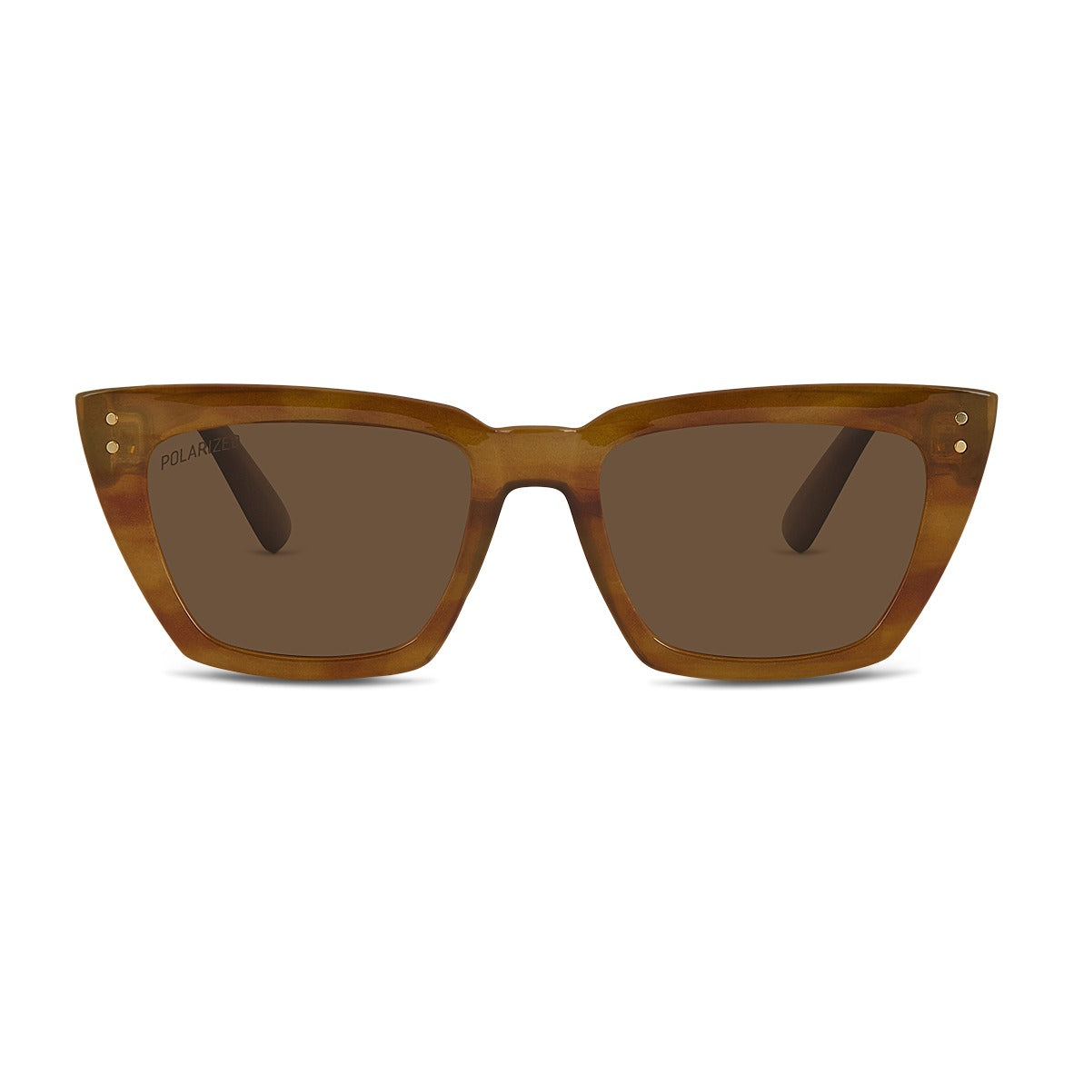 Wollumbin Brunswick women's sunglasses, eucalyptus frame with brown polarised lens, front