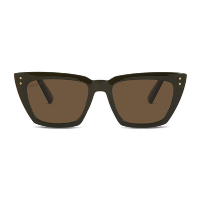 Wollumbin Brunswick women's sunglasses, forest frame with brown polarised lens, front