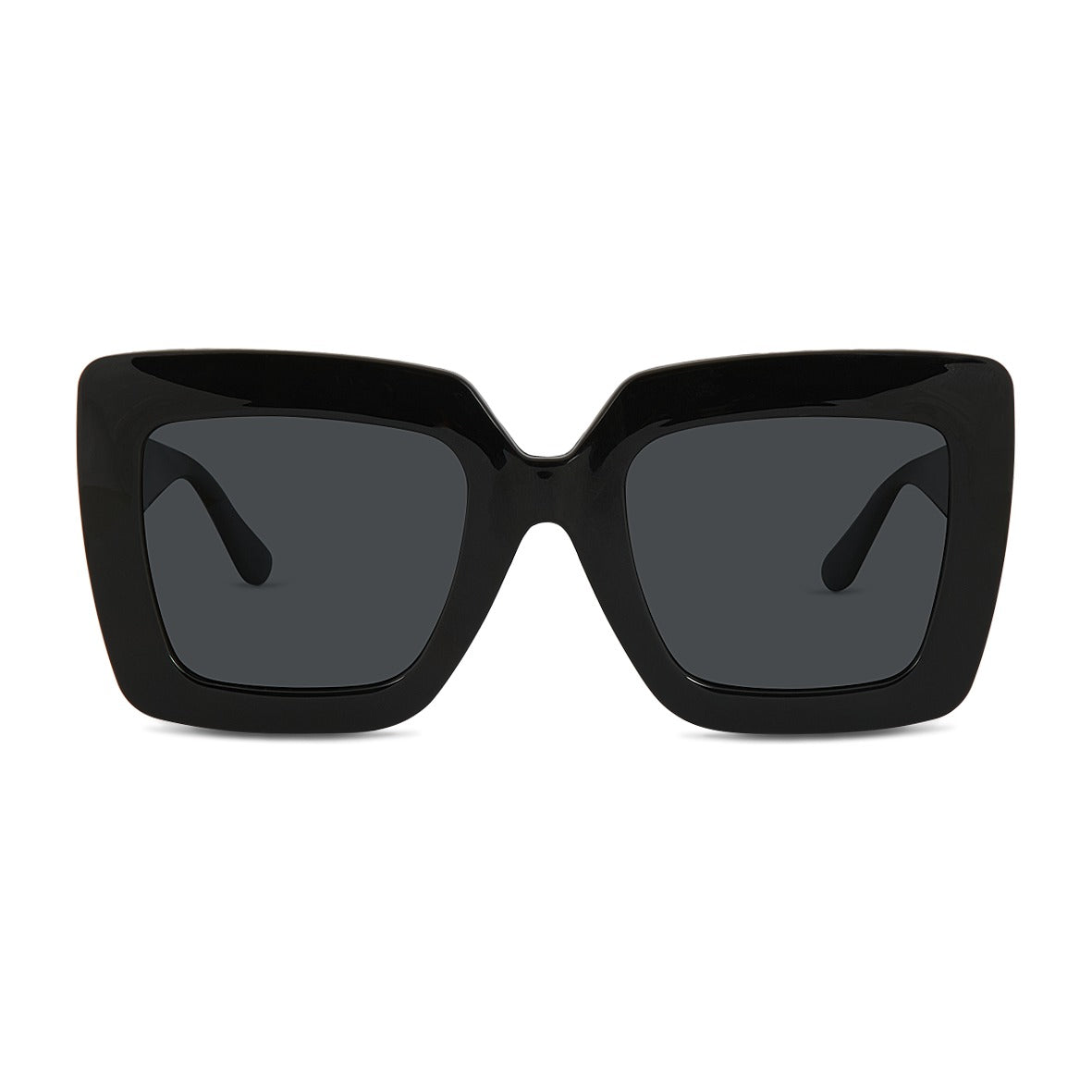 Wollumbin Byron women's sunglasses, black frame with smoke polarised lens, front