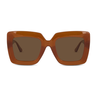 Wollumbin Byron women's sunglasses, camel frame with brown polarised lens, front