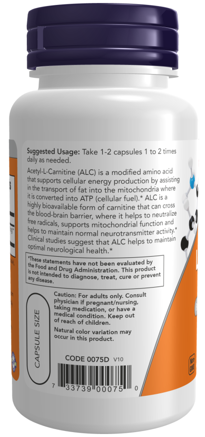 Image of Acetyl-L-Carnitine 500 mg 100vcaps suggested usage
