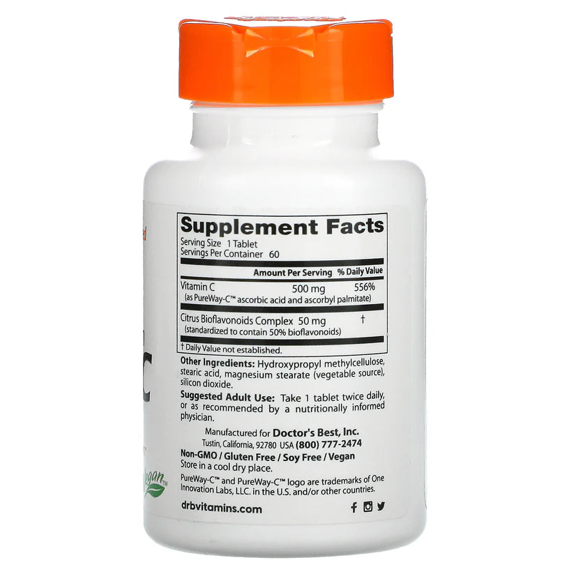 Image of High Absorption Vitamin C with PureWay-C (500mg) 60tabs supplement facts