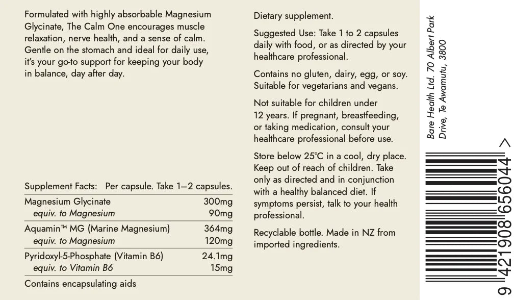 The Calm One 30 Capsules-Bare Health-Matakana Pharmacy