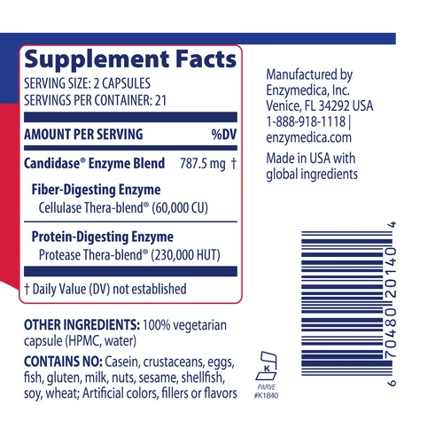 Image of Candidase 42vcaps supplement facts