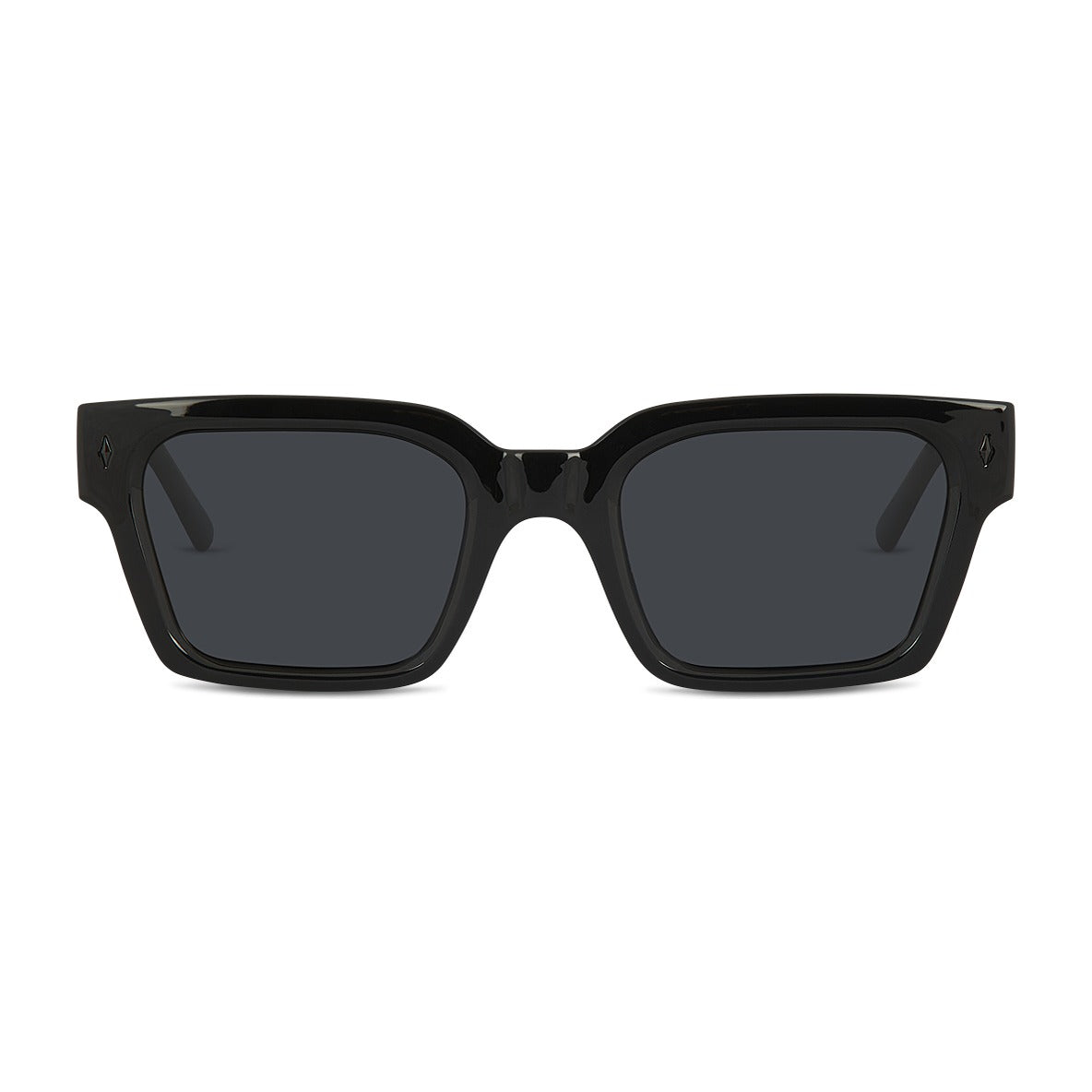 Wollumbin Cassowary men's sunglasses, black frame with smoke polarised lens, front