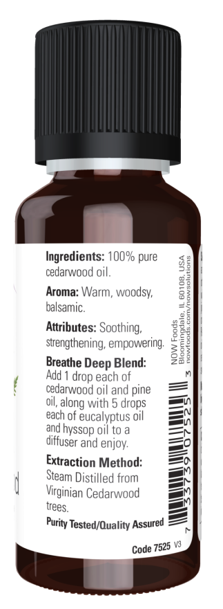 Image of NOW Pure CEDARWOOD OIL (Juniperus Virginiana) ingredients