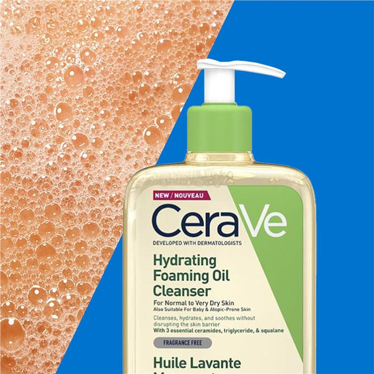 CeraVe Hydrating Foaming Oil Cleanser 473ml, in use