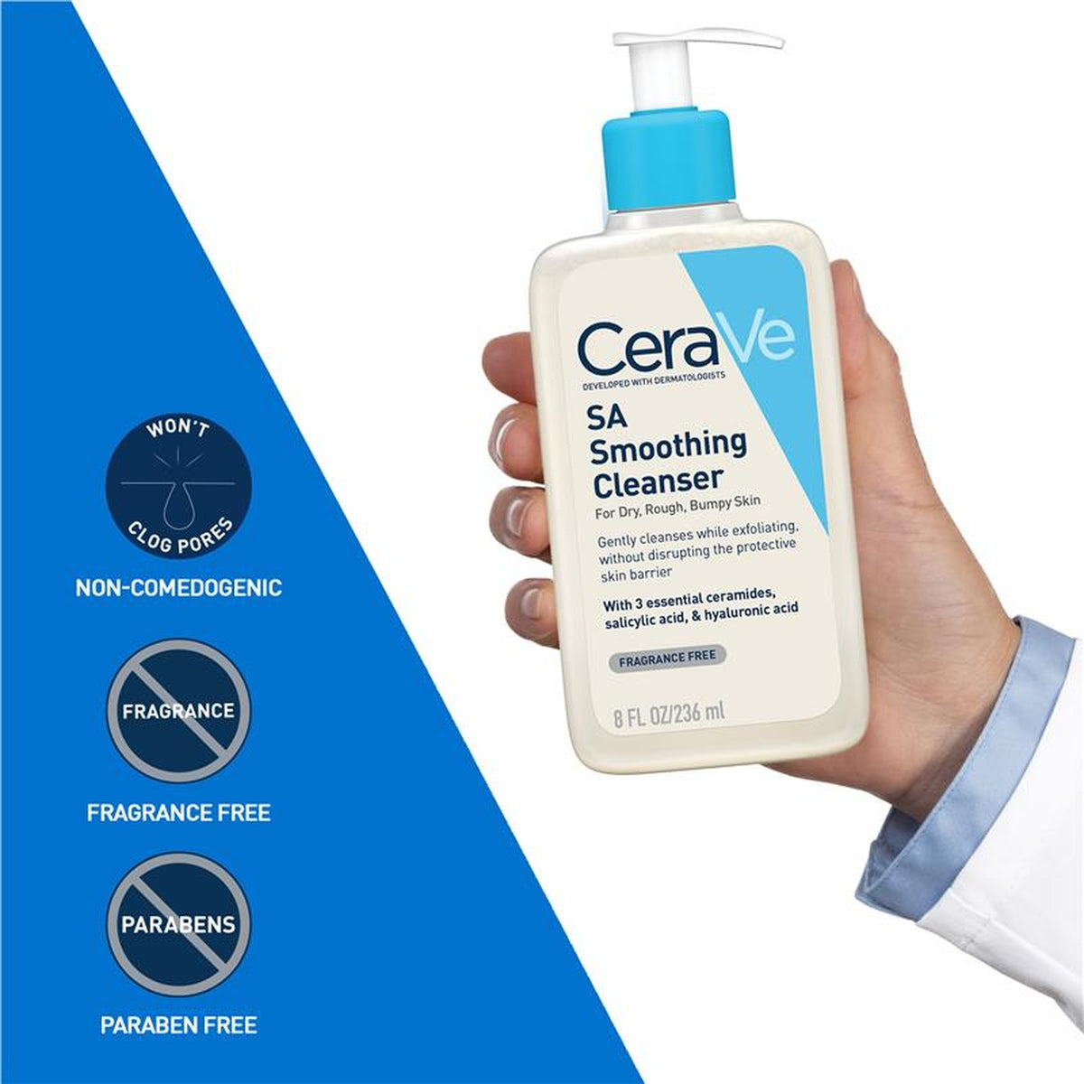 CeraVe Salicylic Acid SA Smoothing Cleanser 236ml, ingredients panel