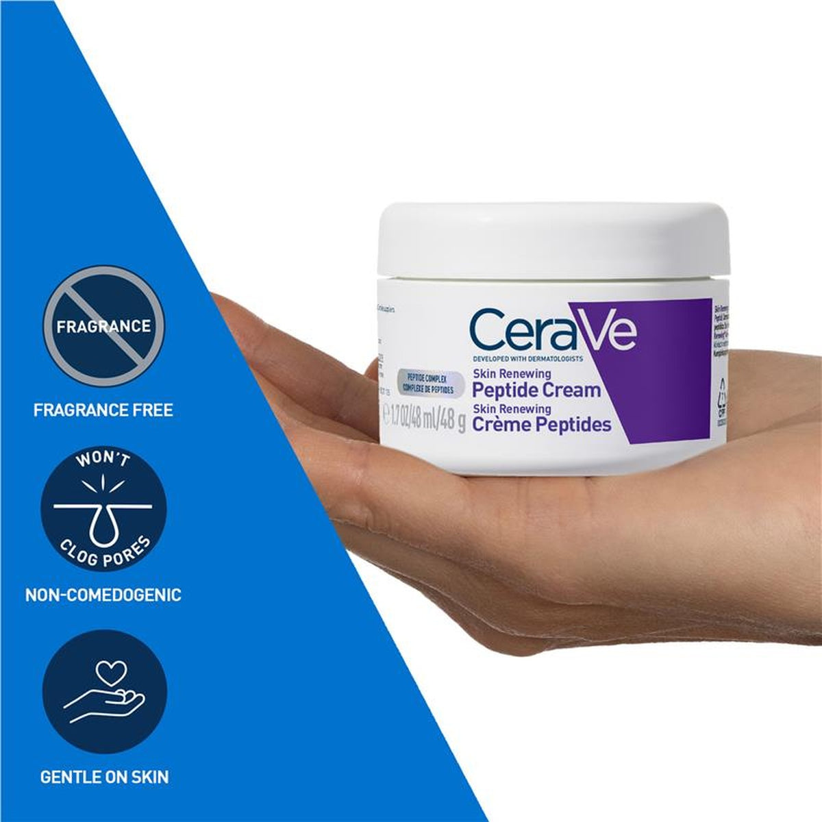CeraVe Skin Renewing Peptide Cream 48g, ingredients panel