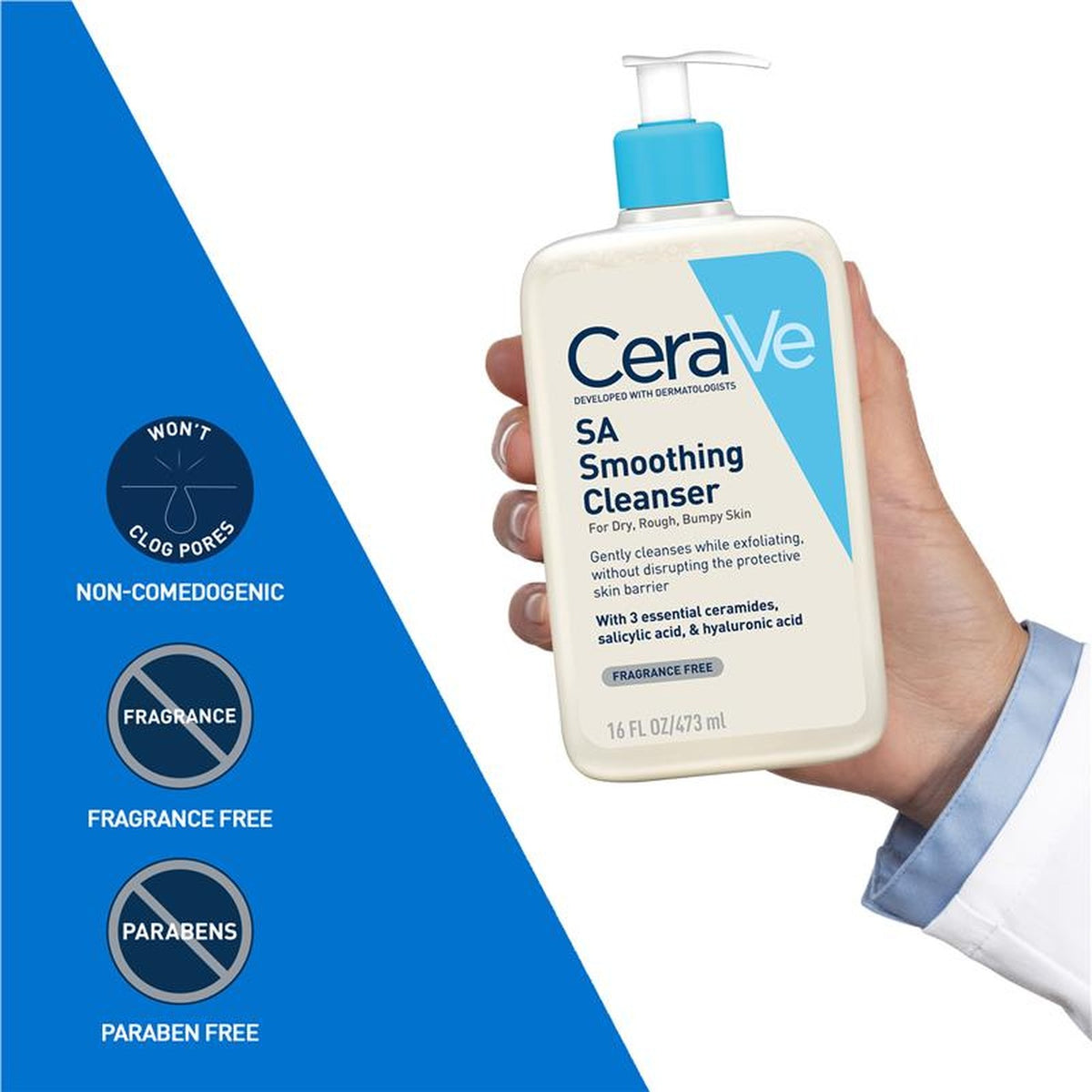 CeraVe SA Smoothing Cleanser 473ml, ingredients panel