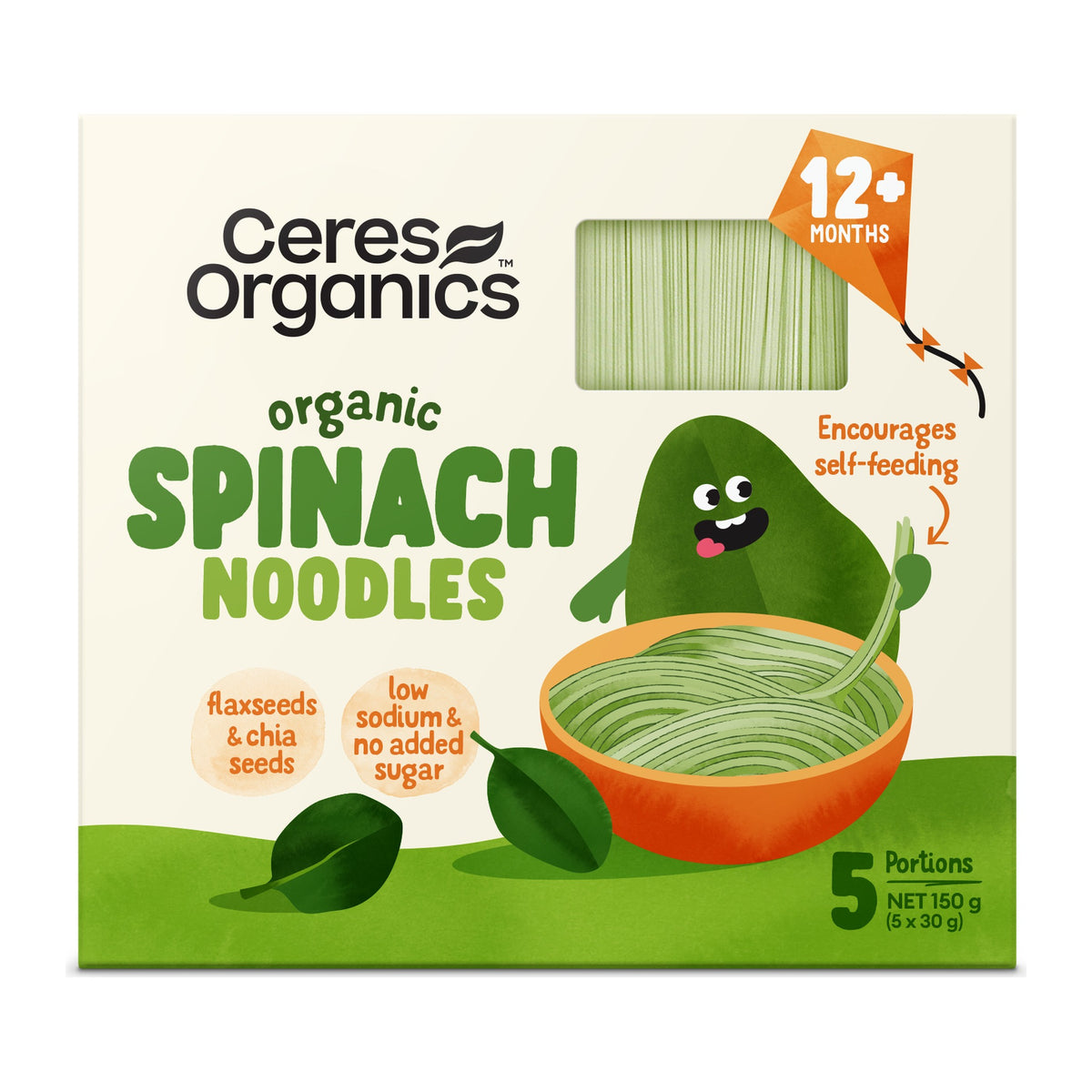 Ceres Organics Organic Baby Vegetable Noodles Spinach 150g box, five portions, suitable from 12 months