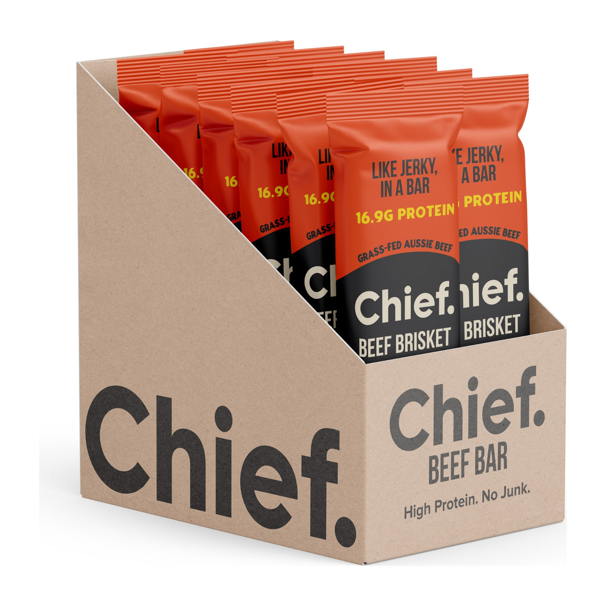 Chief Cheezeburger beef brisket bars, box of 12 x 40g