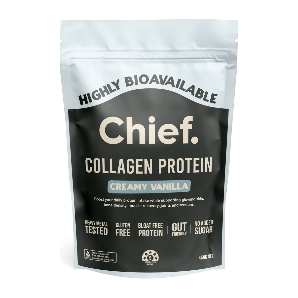 Chief Collagen Protein Powder Creamy Vanilla 450g pouch