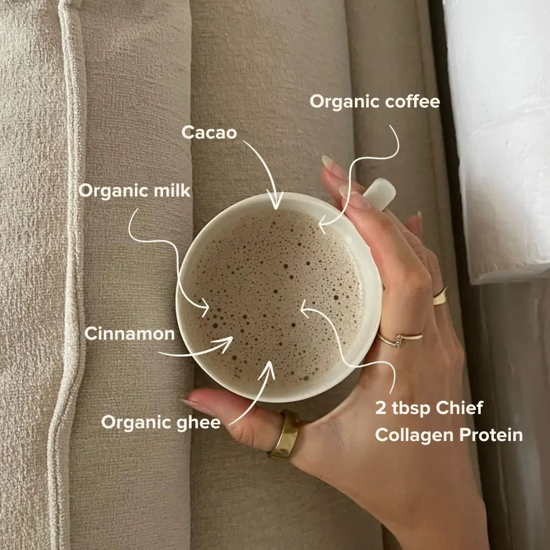 Collagen latte made with Chief collagen protein powder