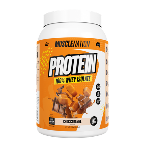 Protein 100% Whey Isolate Choc Caramel 990g-MuscleNation-Matakana Pharmacy