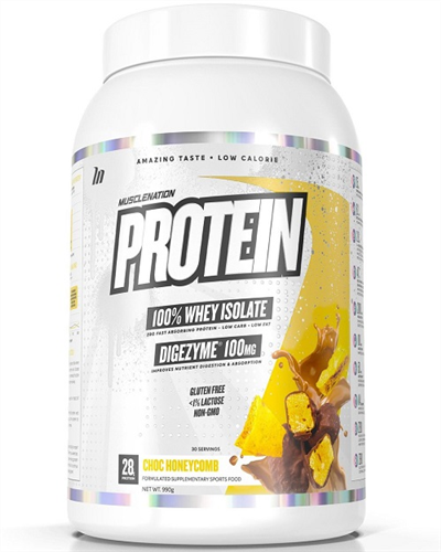 Protein 100% Whey Isolate Choc Honeycomb 990g-MuscleNation-Matakana Pharmacy