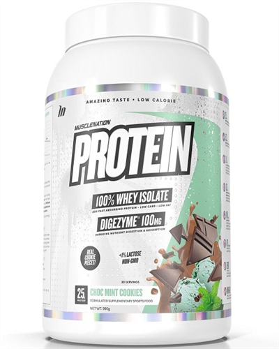 Protein 100% Whey Isolate Choc Mint 990g-MuscleNation-Matakana Pharmacy