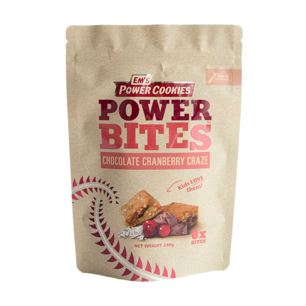 Em's Power Cookie Power Bites Chocolate Cranberry Craze Pouch 8 x 30g