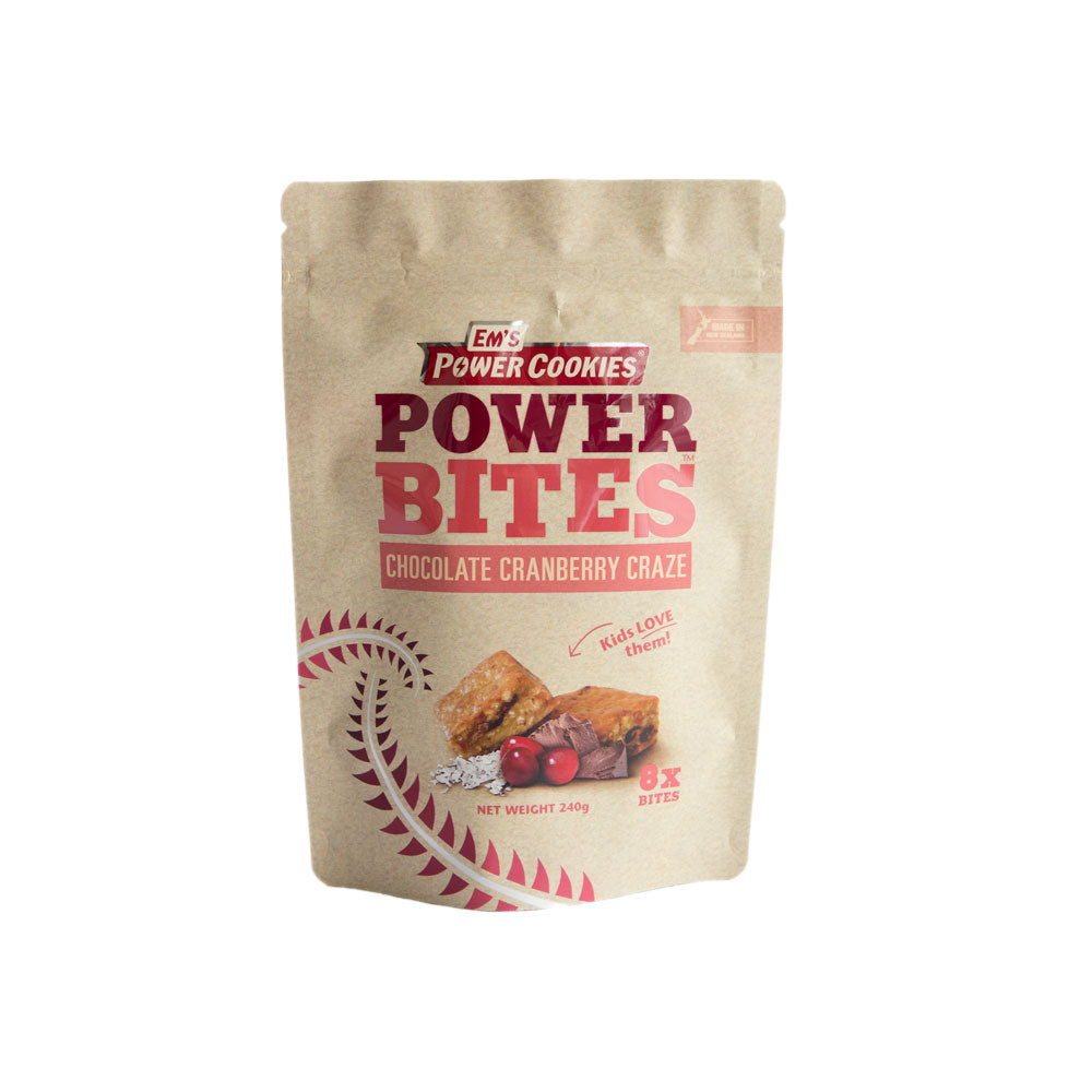 Em's Power Cookie Power Bites Chocolate Cranberry Craze Pouch 8 x 30g