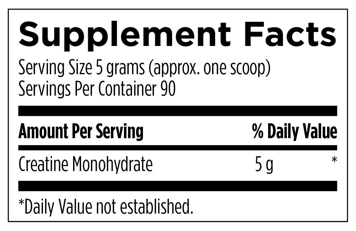 Image of Creatine Monohydrate Powder supplement facts