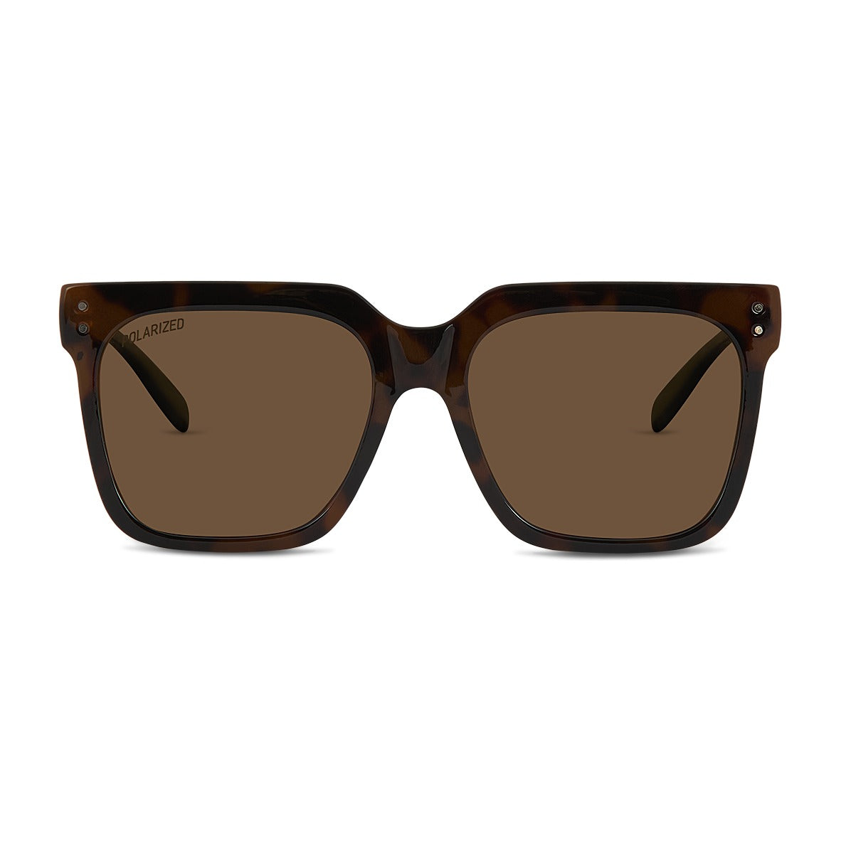 Wollumbin Currumbin women's sunglasses, tortoiseshell frame with brown polarised lens, front