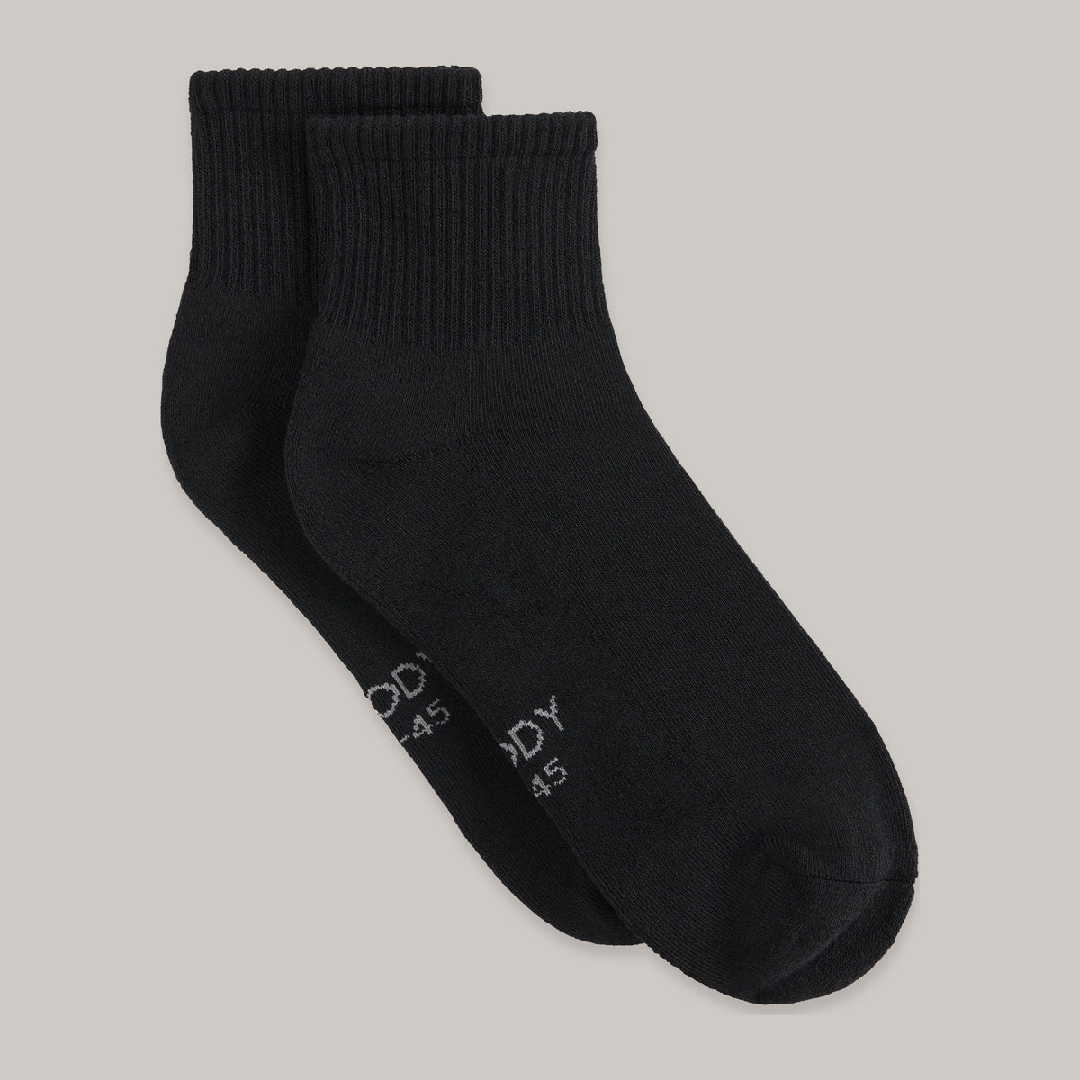 Cushioned Quarter Crew Socks in black, Boody organically grown bamboo