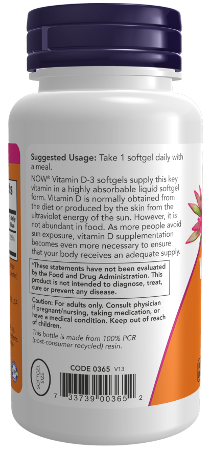 Image of Vitamin D3 1000IU 180sgcaps suggested usage