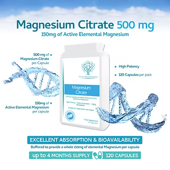Magnesium Citrate 500mg 120 Capsules-Swiss Bioenergetics-Matakana Pharmacy