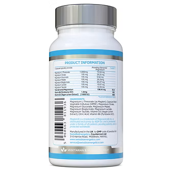 Supplement bottle with product information label on a white background