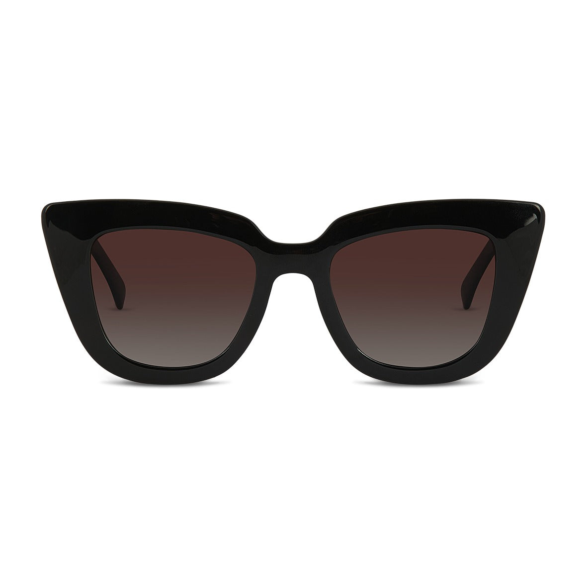 Wollumbin Daydream women's sunglasses, black frame with brown polarised lens, front