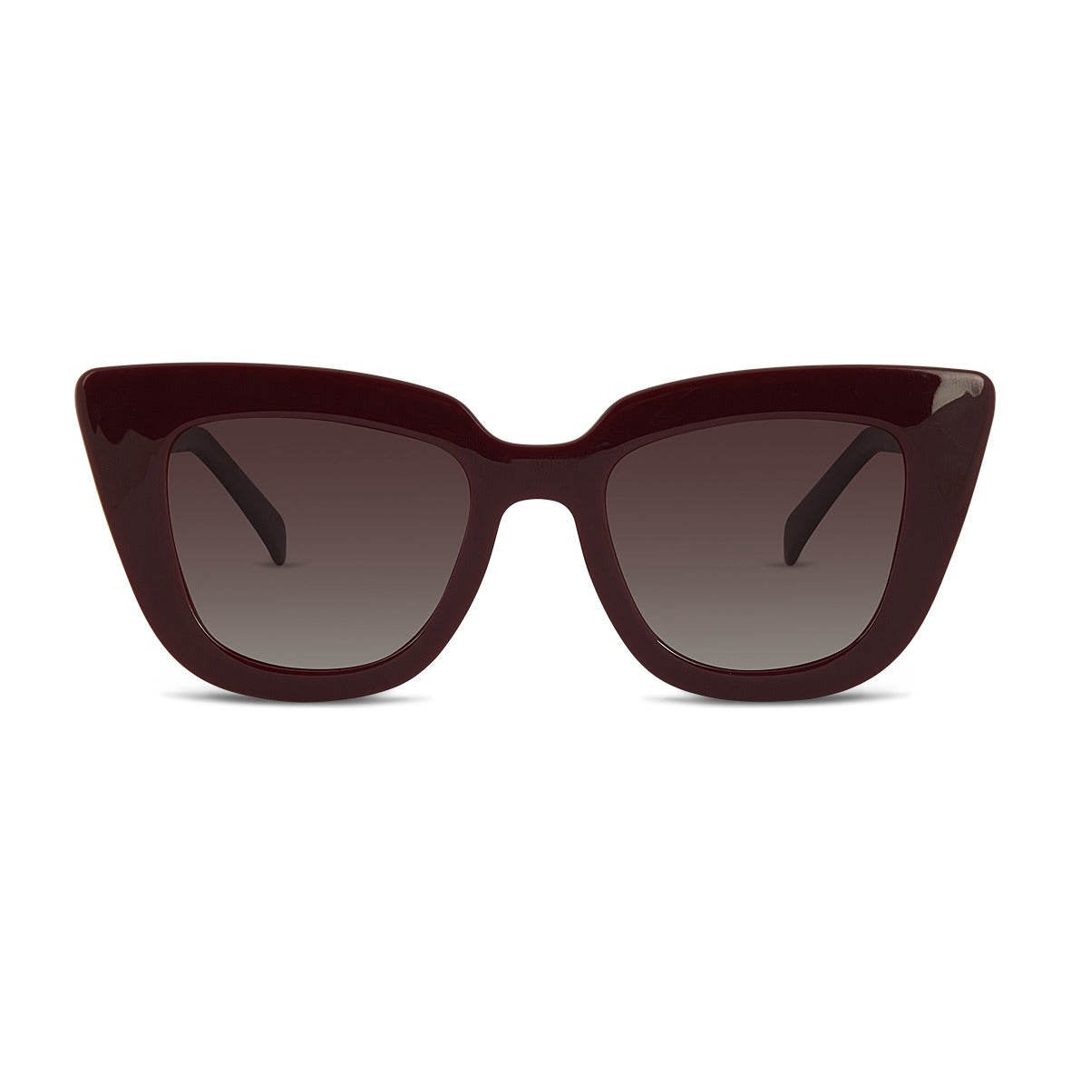 Wollumbin Daydream women's sunglasses, plum frame with brown polarised lens, front