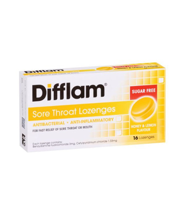 DIFFLAM Lozenges Lemon & Honey Sugar Free 16s – Matakana Pharmacy