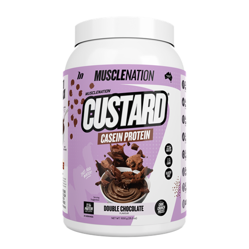 Custard Casein Protein Double Chocolate 1kg-MuscleNation-Matakana Pharmacy
