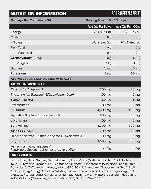 MUSCLENATION LEGACY Pre Workout Sour Green Apple-MuscleNation-Matakana Pharmacy