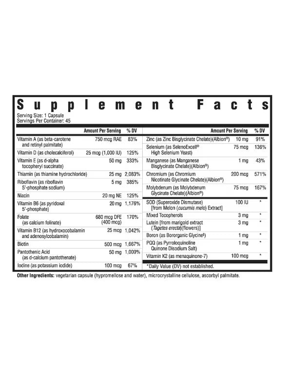 Supplement facts label on a white background