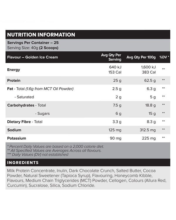 Custard Casein Protein Golden Ice Cream 1kg-MuscleNation-Matakana Pharmacy