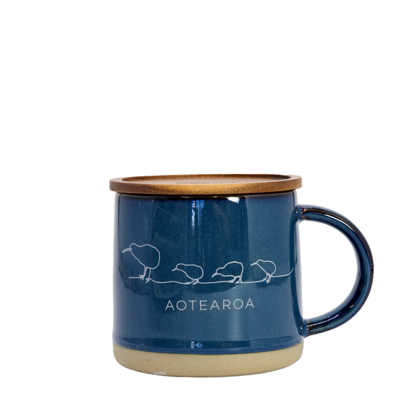 Glazed Ceramic Mug Kiwi Navy