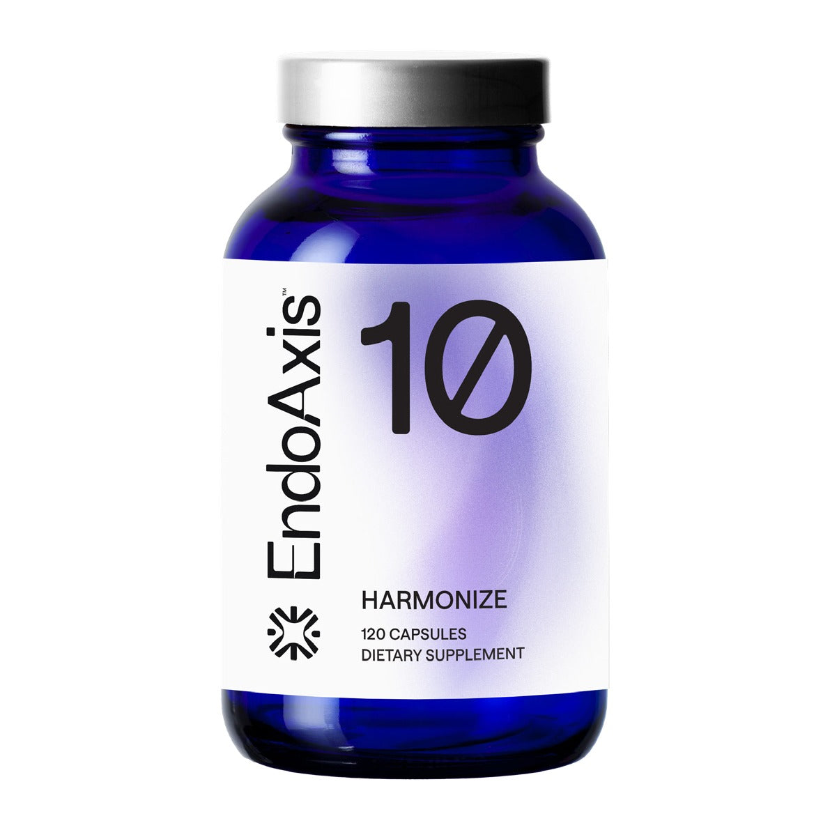 EndoAxis Formula 10 120 capsules, front of the blue glass bottle