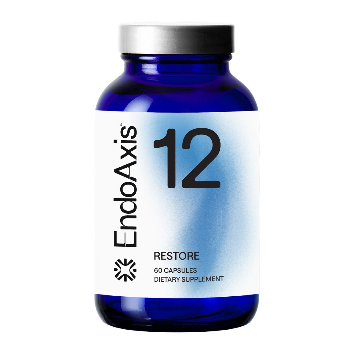 EndoAxis Formula 12 60 capsules, front of the blue glass bottle