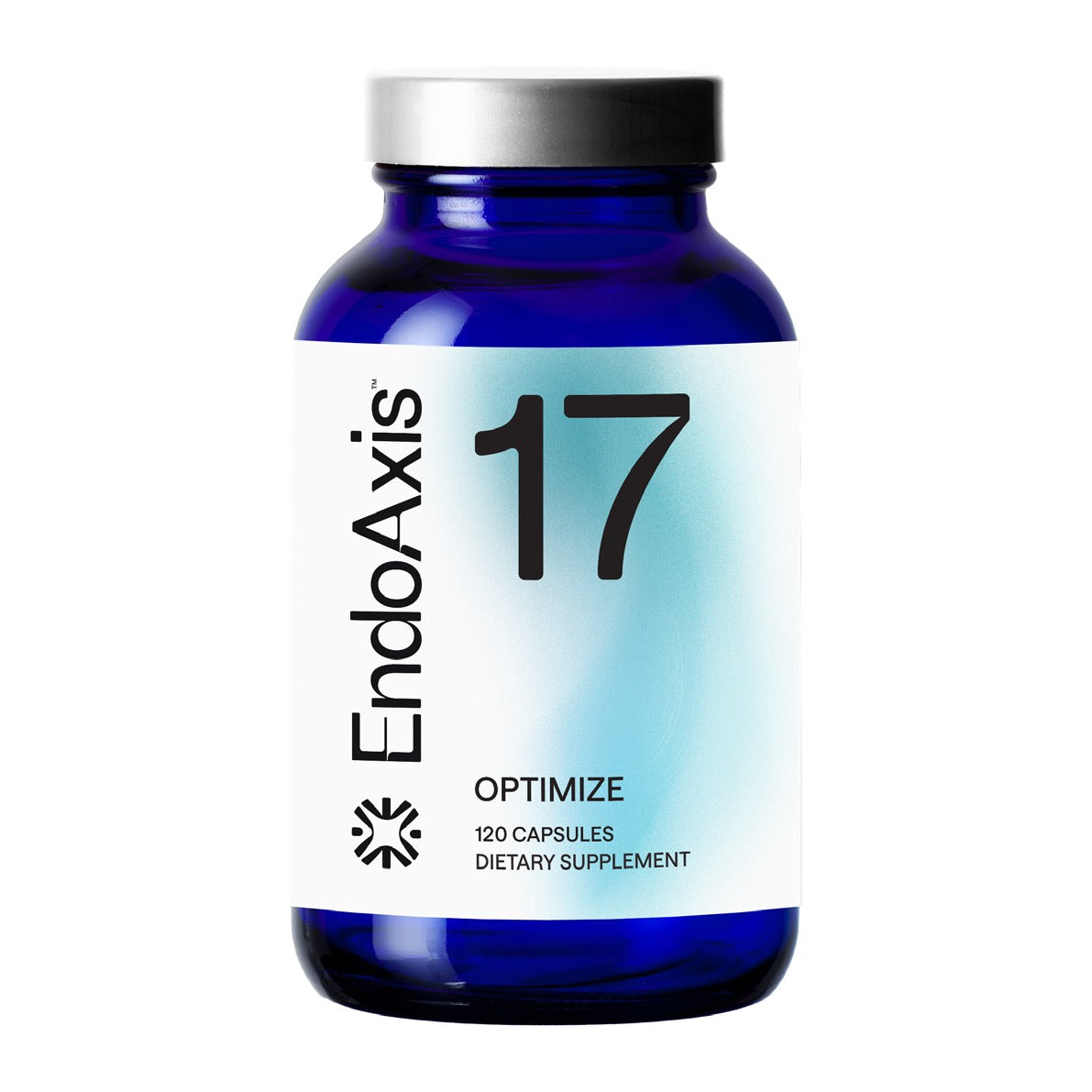 EndoAxis Formula 17 120 capsules, front of the blue glass bottle