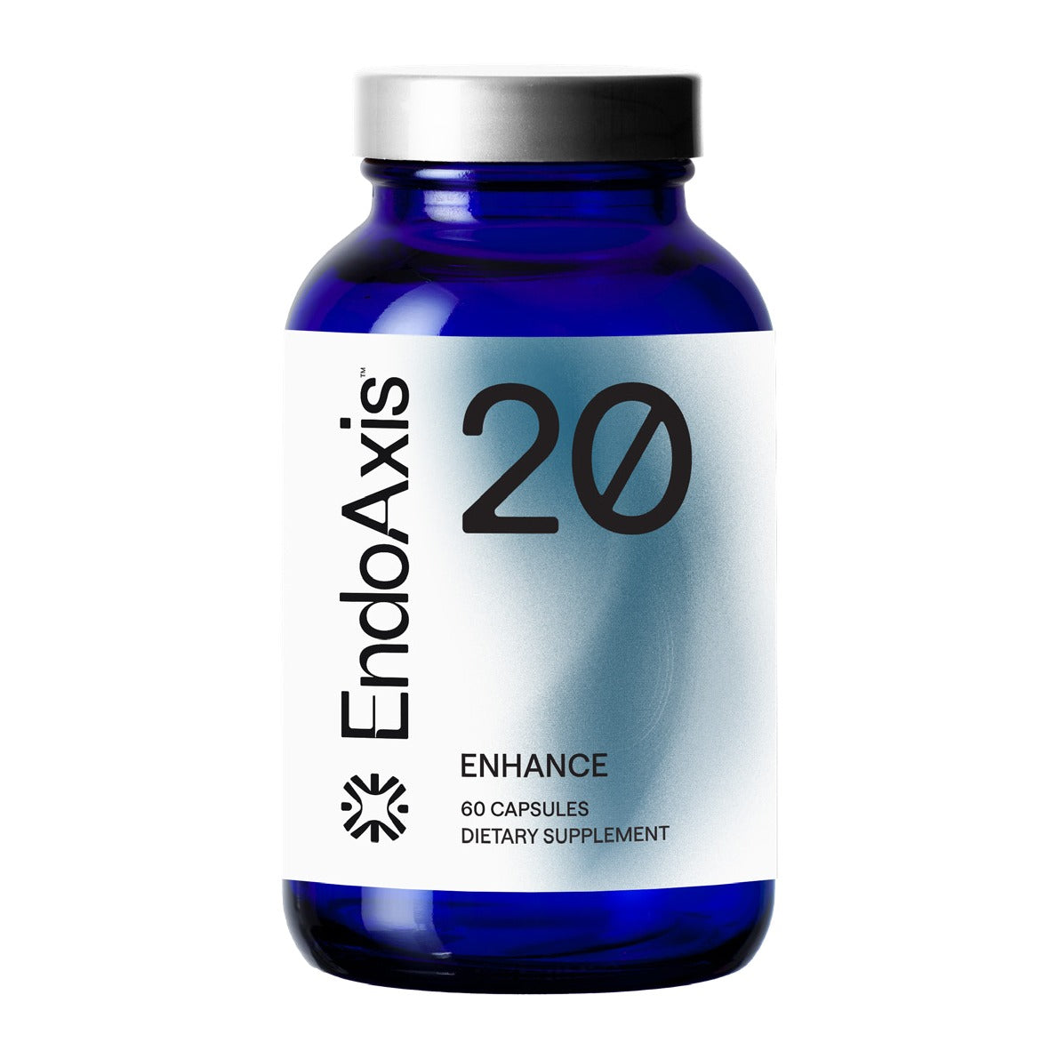 EndoAxis Formula 20 60 capsules, front of the blue glass bottle