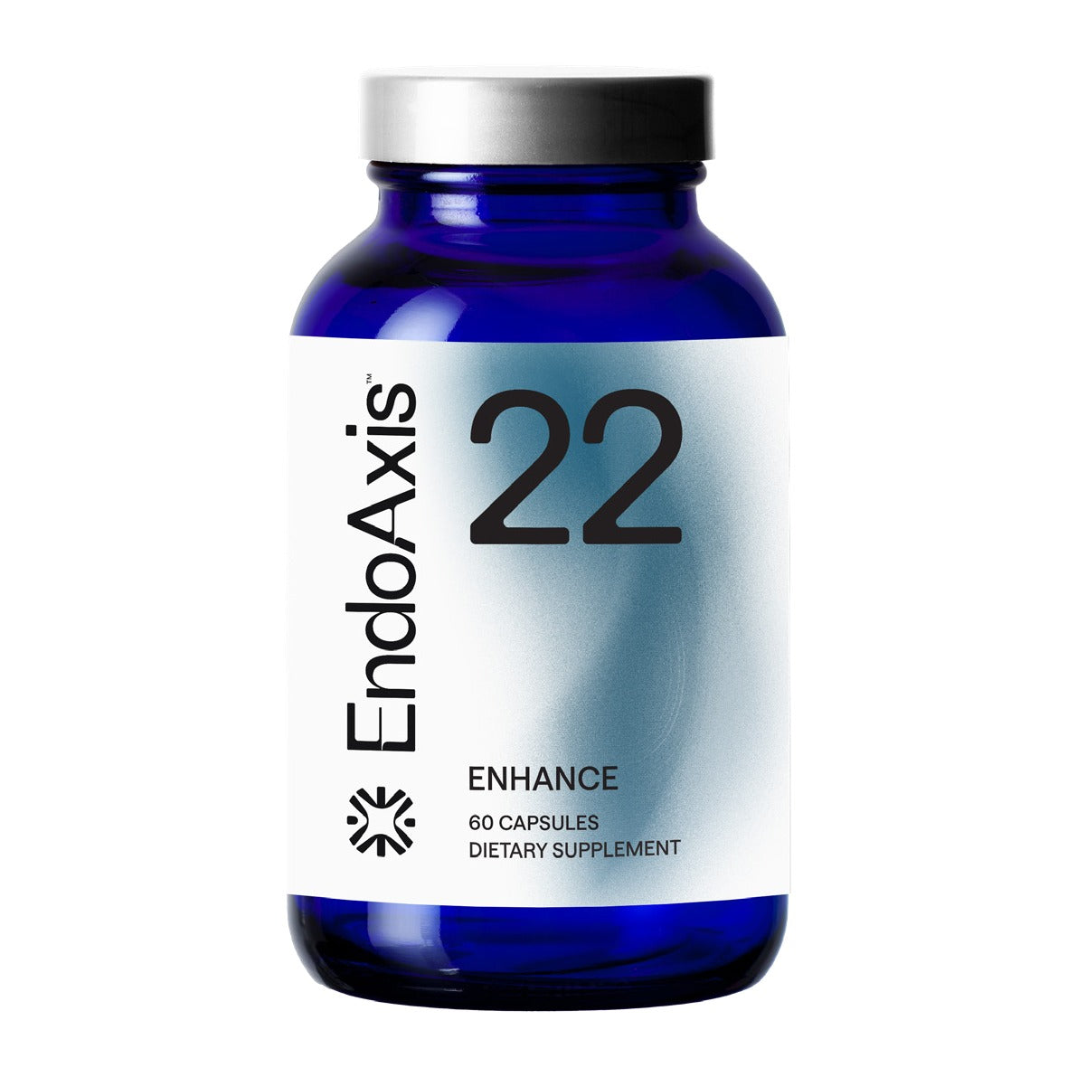 EndoAxis Formula 22 60 capsules, front of the blue glass bottle