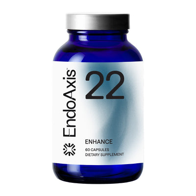 EndoAxis Formula 22 60 capsules, front of the blue glass bottle