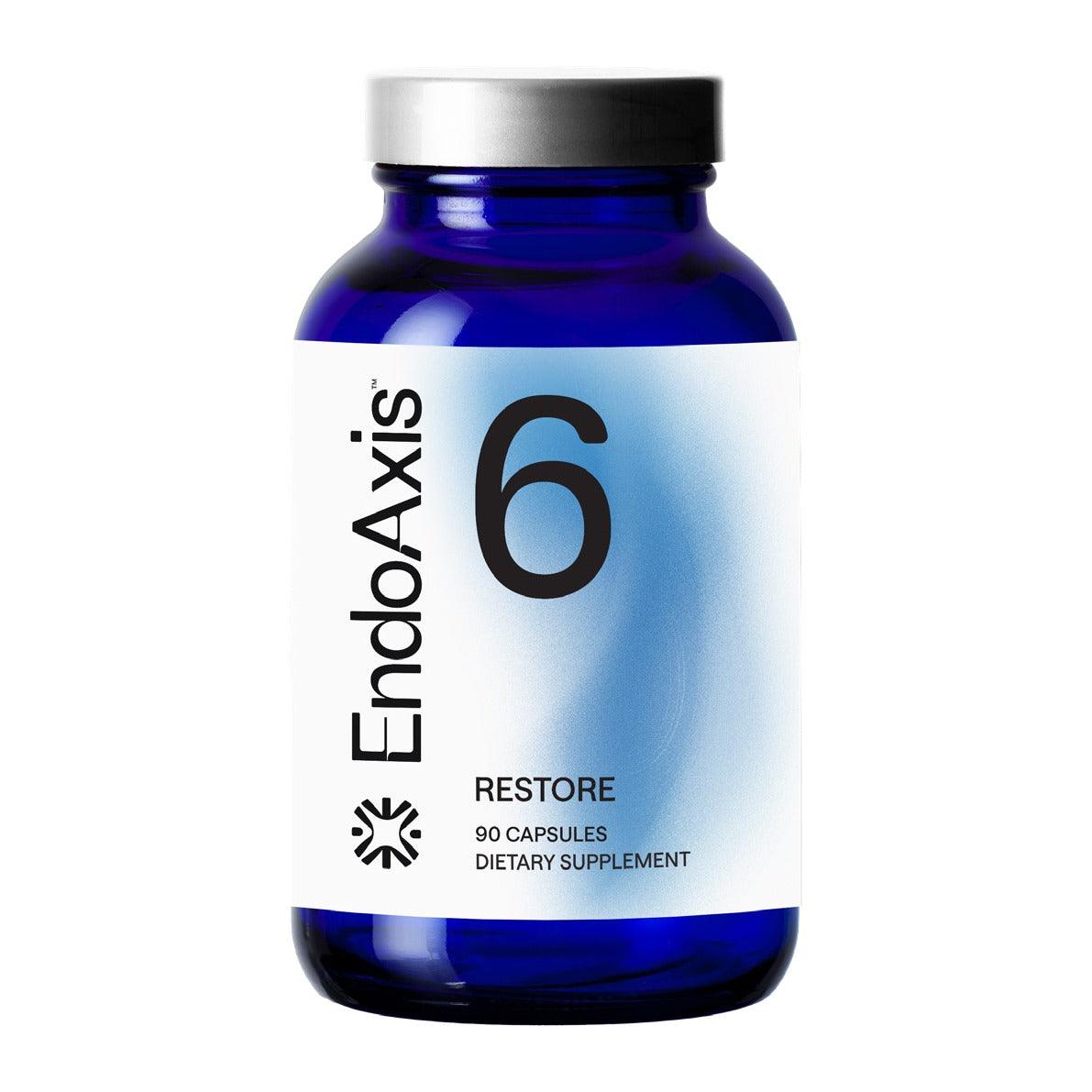 EndoAxis Formula 6 90 capsules, front of the blue glass bottle