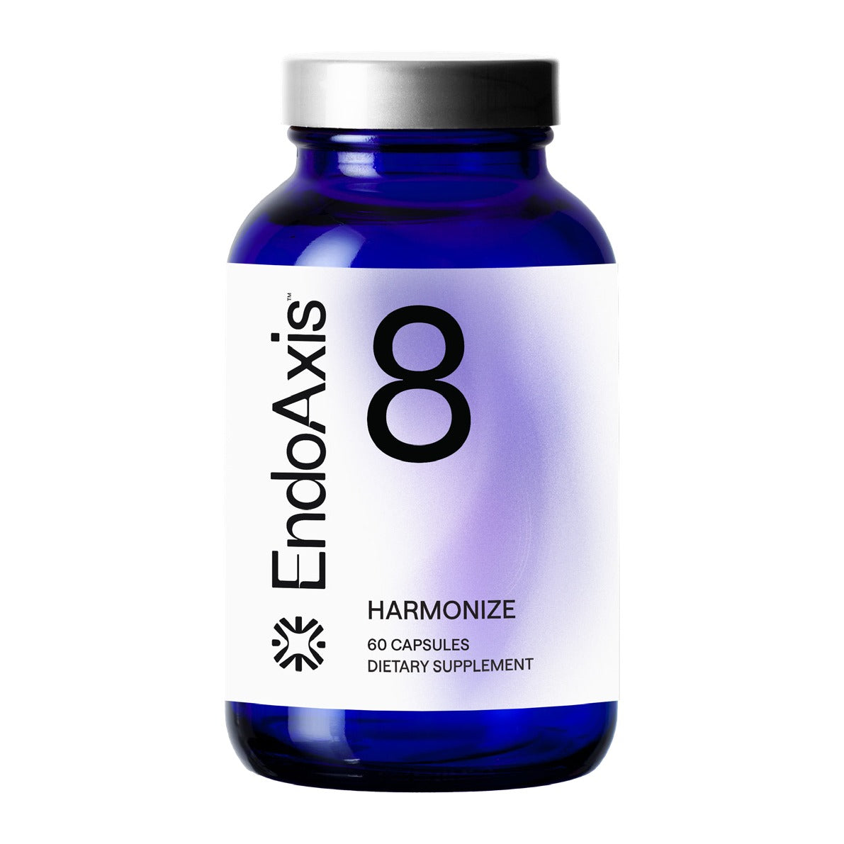 EndoAxis Formula 8 60 capsules, front of the blue glass bottle