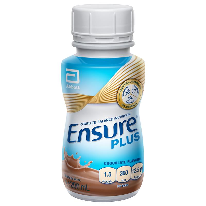 Ensure Plus Chocolate 200ml bottle, front label