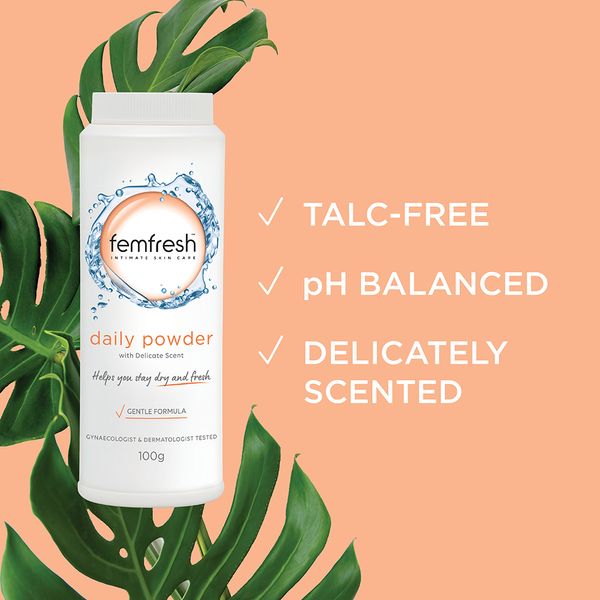 Femfresh Daily Powder: talc free, pH balanced, delicately scented